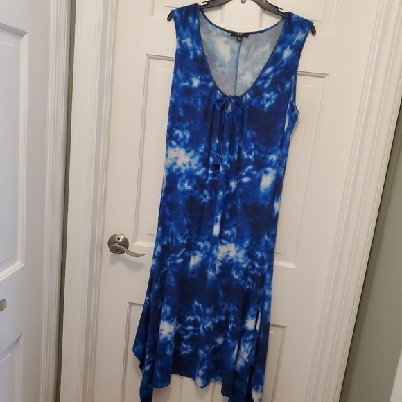 IMNYC Blue Tie Dye Print Midi Sleeveless Dress Size Medium - Picture 6 of 10
